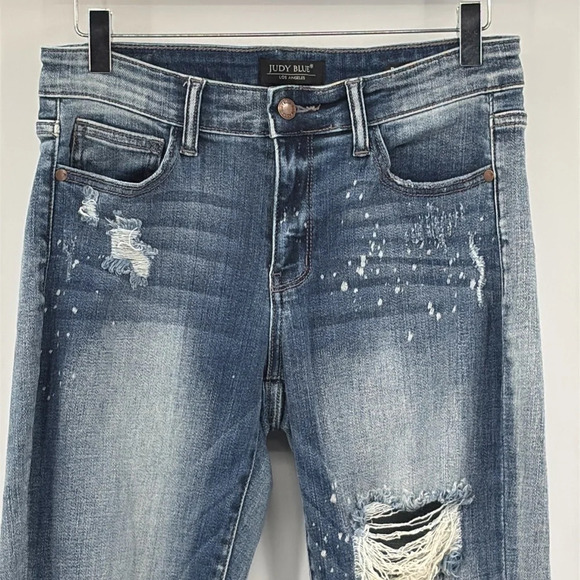 Judy Blue Boyfriend Fit Bleach Splatter Destroyed Jeans - Size 28 - Picture 4 of 9
